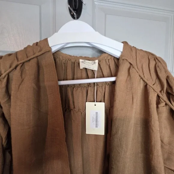 NWT Brandy Joy Joyfolie Camel Brown Flowy Prairie Kimono Duster Lg Cardigan - Picture 6 of 11